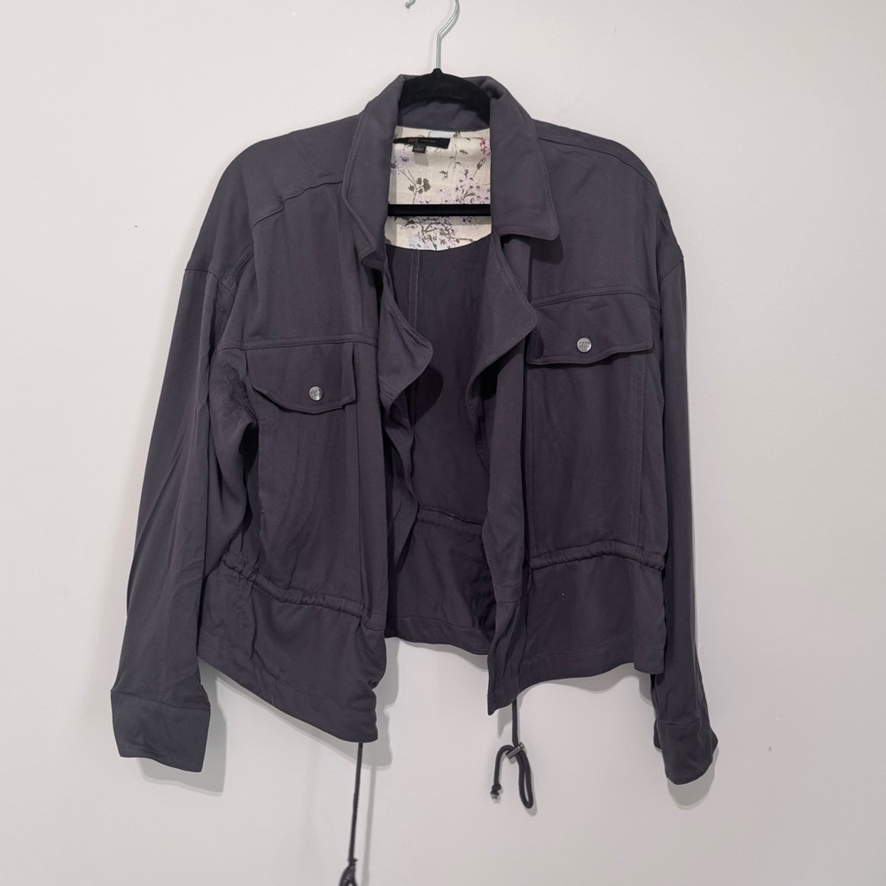 Frye Open Front Cropped Drawstring Waist Tie Jacket Blue‎ Size L
